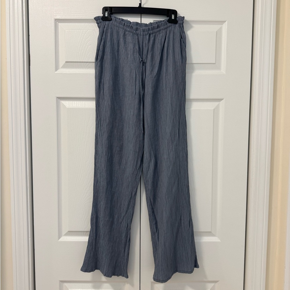 Zara Charcoal Blue Flowy Pants